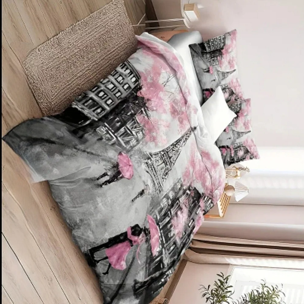 Paris Eiffel Tower Themed Duvet Cover King (Nwt)